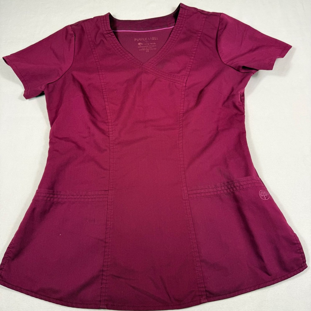 Healing Hands Purple Label Scrub Set XS Burgundy V-Neck Top Drawstring Pants - Picture 13 of 16